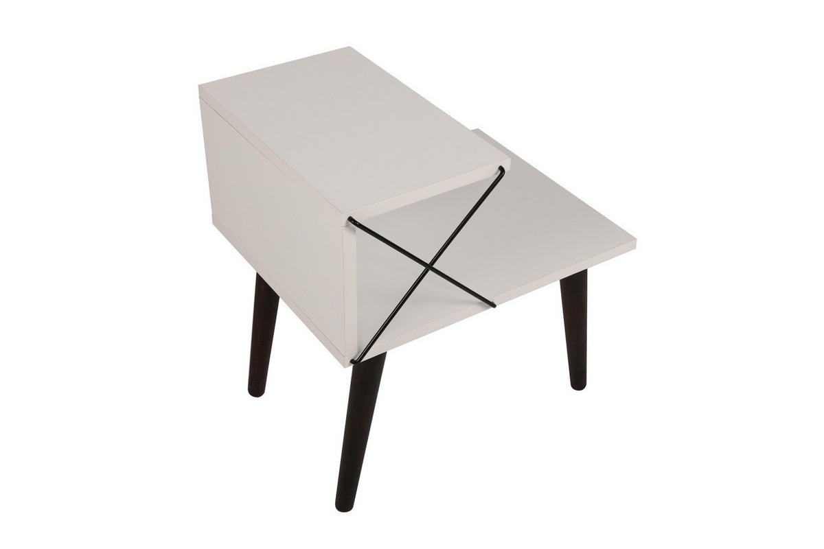 NACHTTISCH cross weiss - Weiß, Holz (40/55/50cm) - Habitat Garten