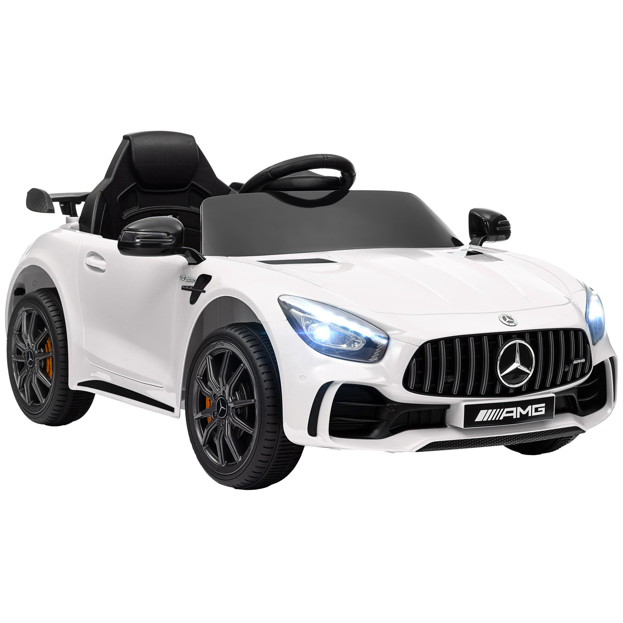 ELEKTRO-KINDERAUTO, Mercedes, 3-5 km/h, Fernbedienung, Licht & Musik, Weiß - Weiß, Kunststoff/Metall (108/67/46cm) - AIYAPLAY