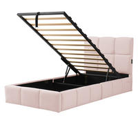 POLSTERBETT 90/200 cm Rosa mit Lattenrost, Stauraum und USB-Ladeanschluss - Rosa, Textil (90/200cm) - Oxeza