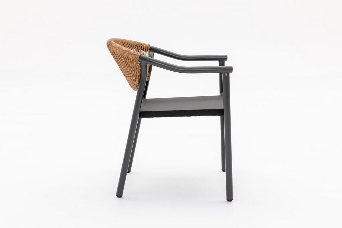 BISTRO-SET Wilmo 5-tlg. 1x Klapptisch 4x Stapelstuhl Braun Rattan Balkonset - Braun, Holz - DELUKE