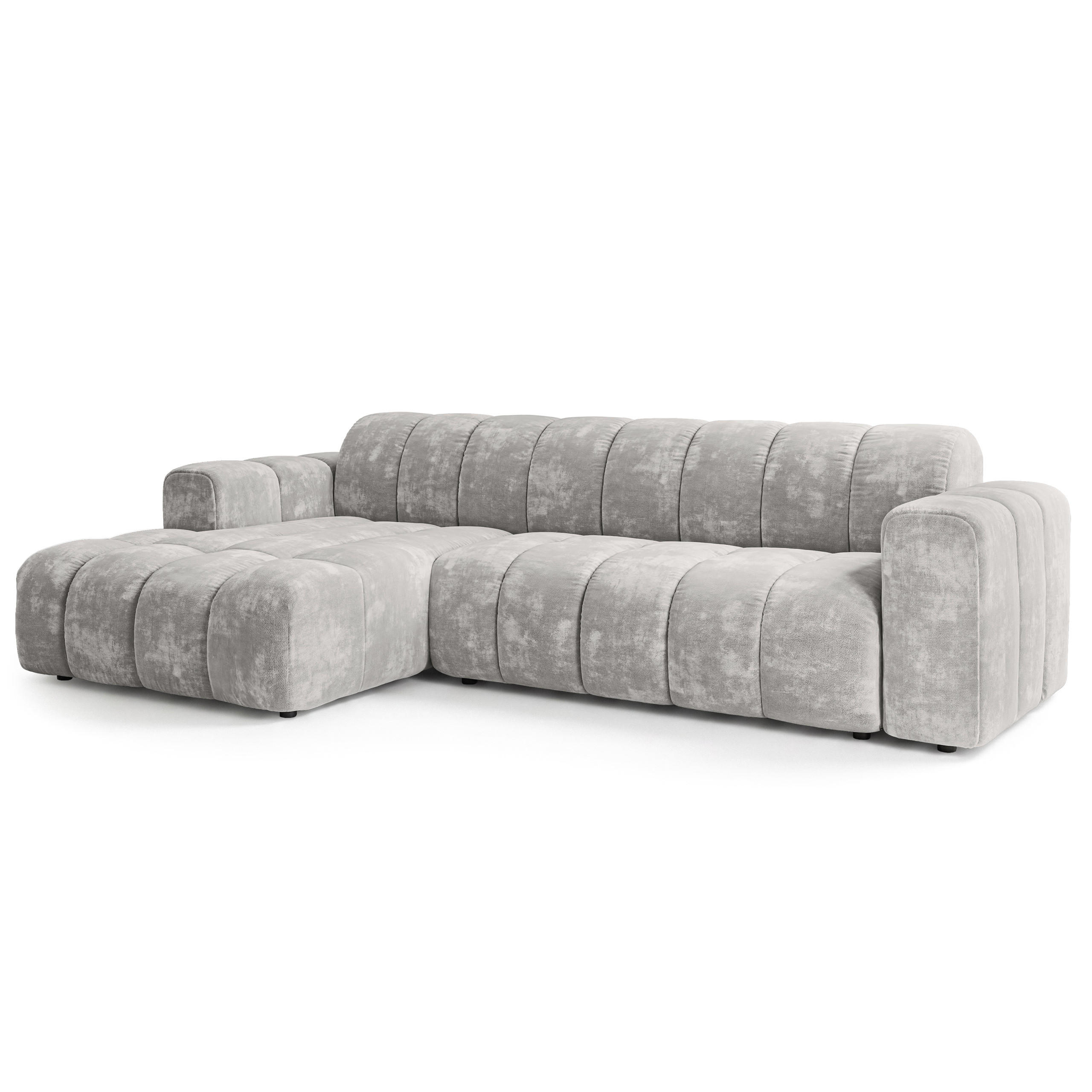 ROHOVÁ Sedačka SETIA LUMO 65, Světle šedá - černá/světle šedá, dřevo/textil (304/165cm) - MASSENO