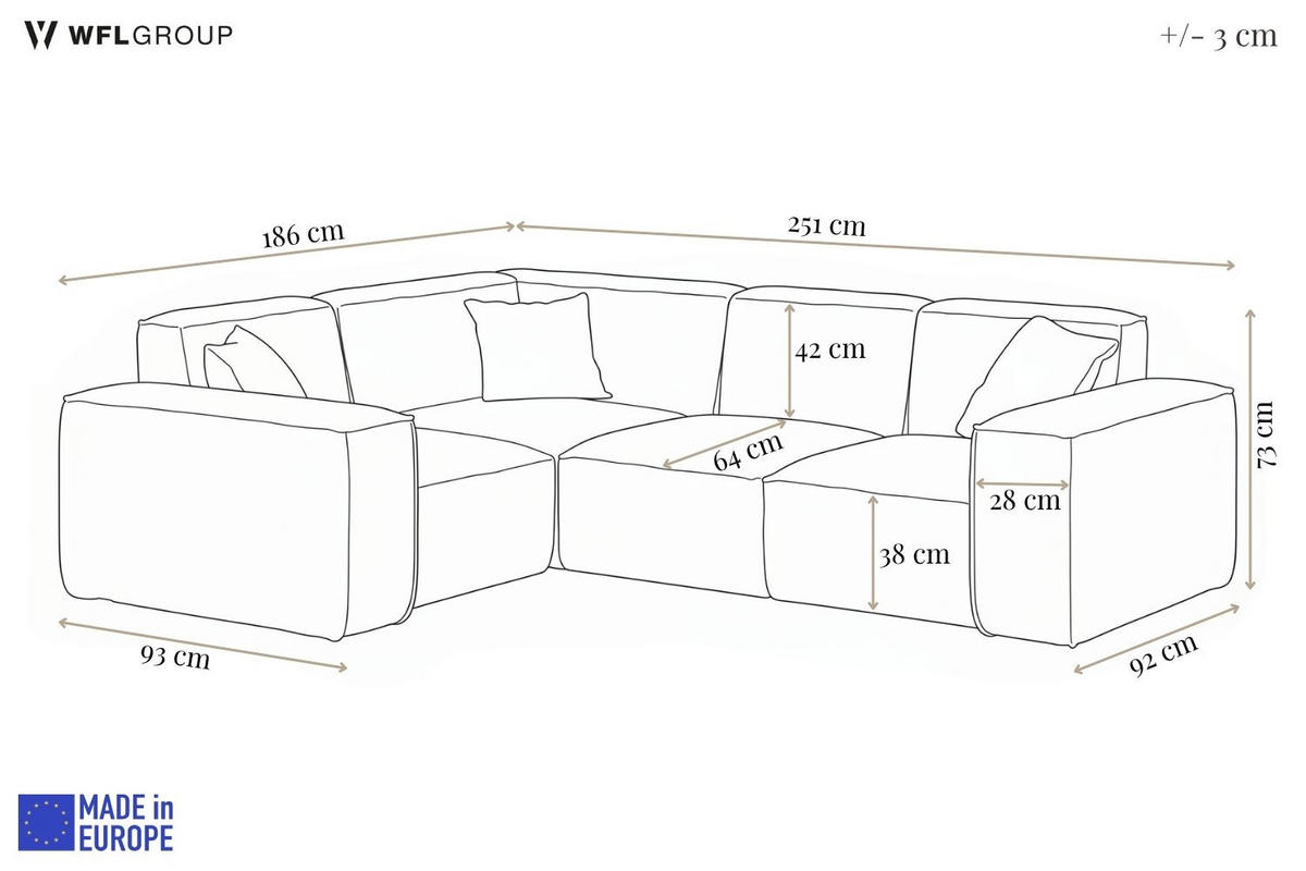 GARTENECKSOFA Lorento Outdoor in L-Form, Universell, Hellgrau Kunstleder 251/73/186 cm - Hellgrau, Textil (251/73/186cm) - WFL GROUP