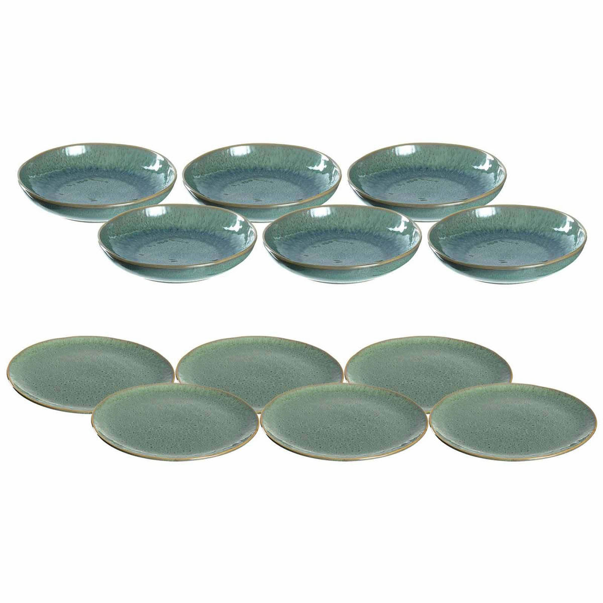 TAFELSERVICE Matera grün 12er Set - Grün, Keramik (1/1/1cm) - Leonardo Living