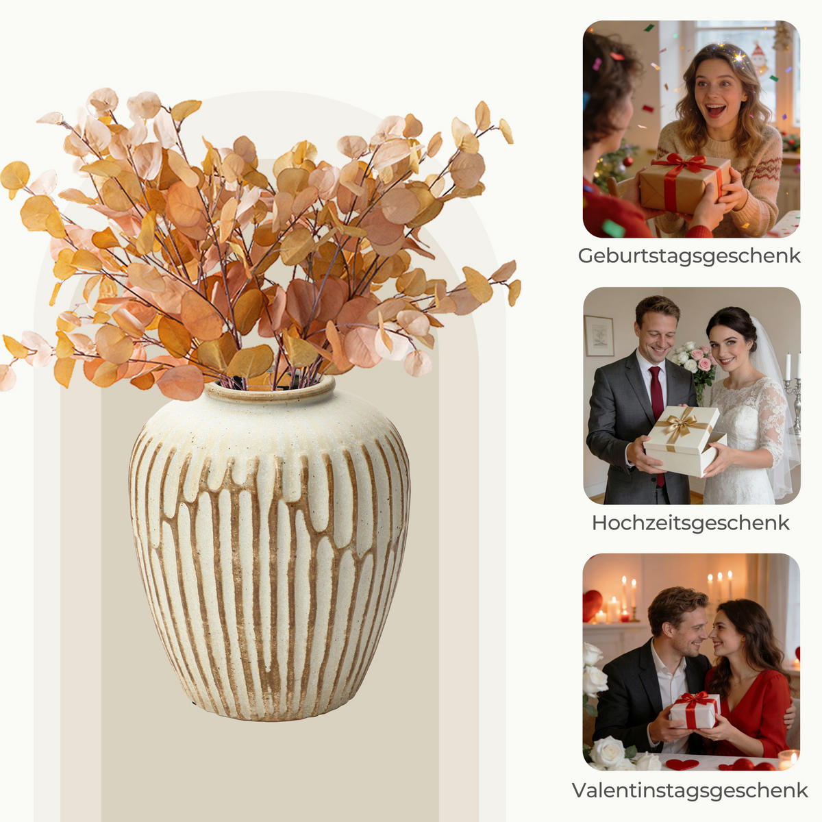 CERAMIC vase vintage look,beige,H 23.5cm - Beige, Keramik (23.5cm) - Hometopia