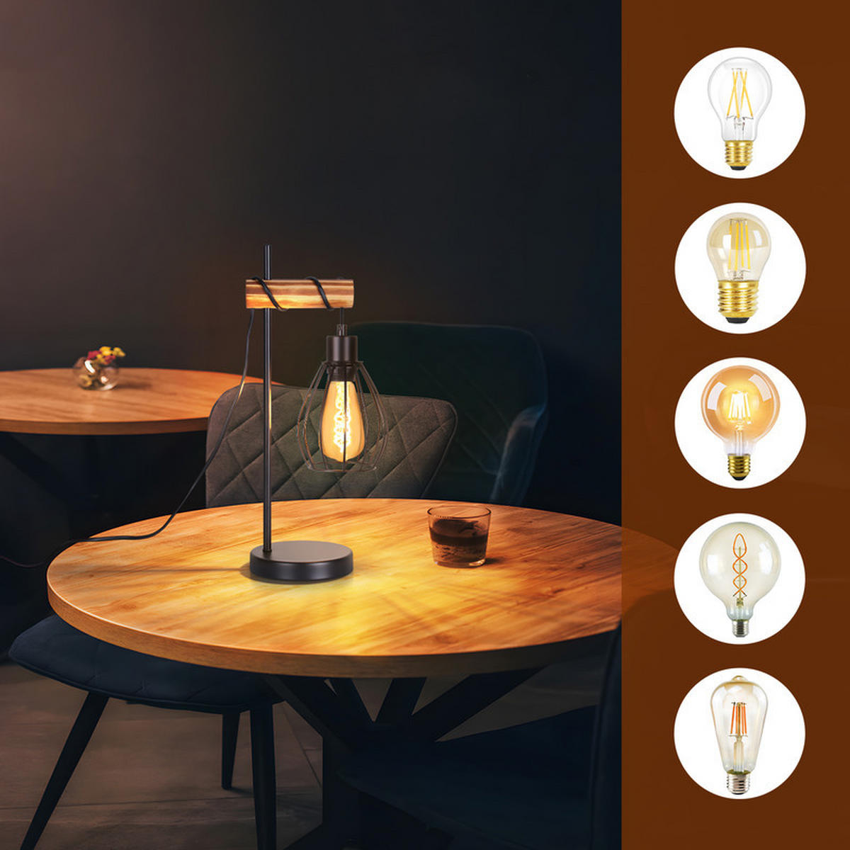 TISCHLEUCHTE Engelbert II 20/15cm - Schwarz, Metall (20/15/46cm) - Nettlife