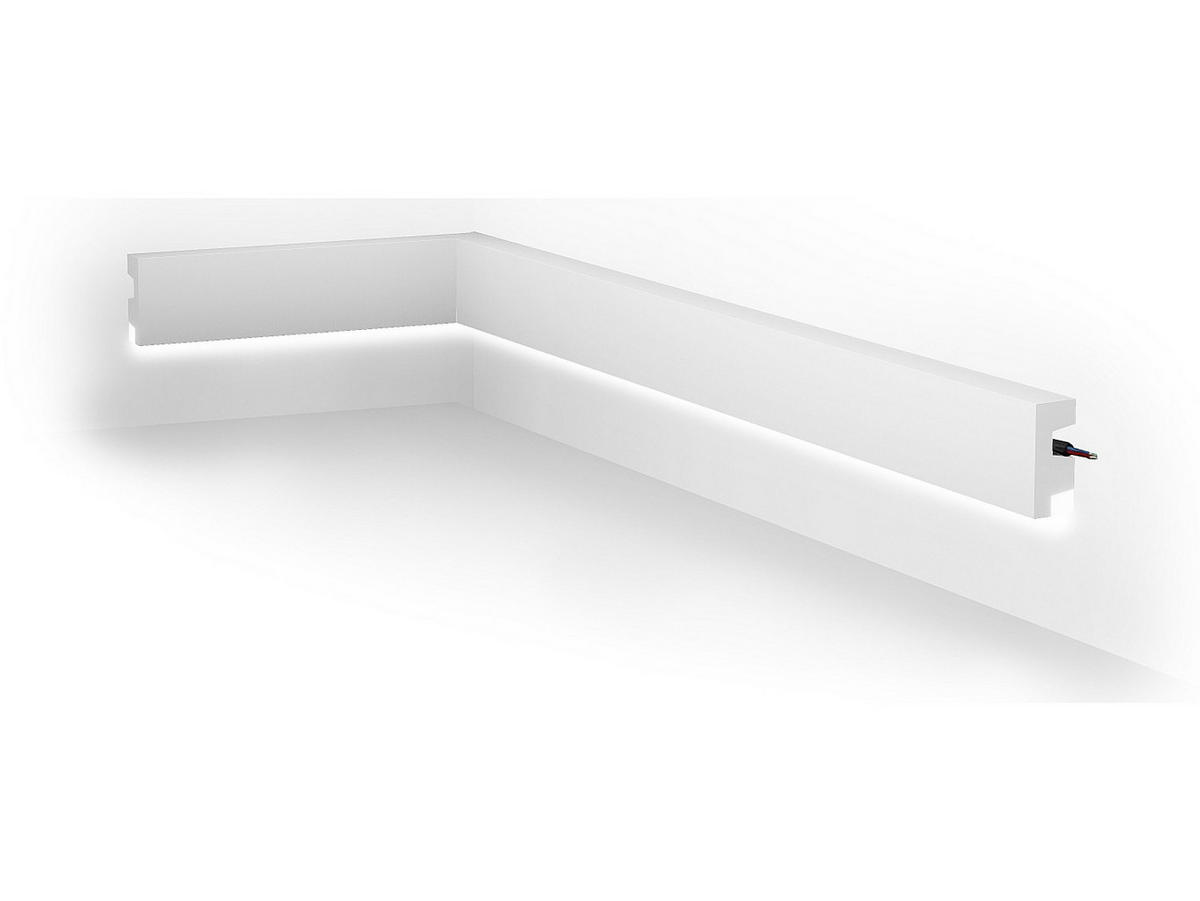 SOCKELLEISTE - 290 cm x 2 cm - plastik - weiß Ardeo - Weiß, Kunststoff (2/290/5cm) - Vente-Unique