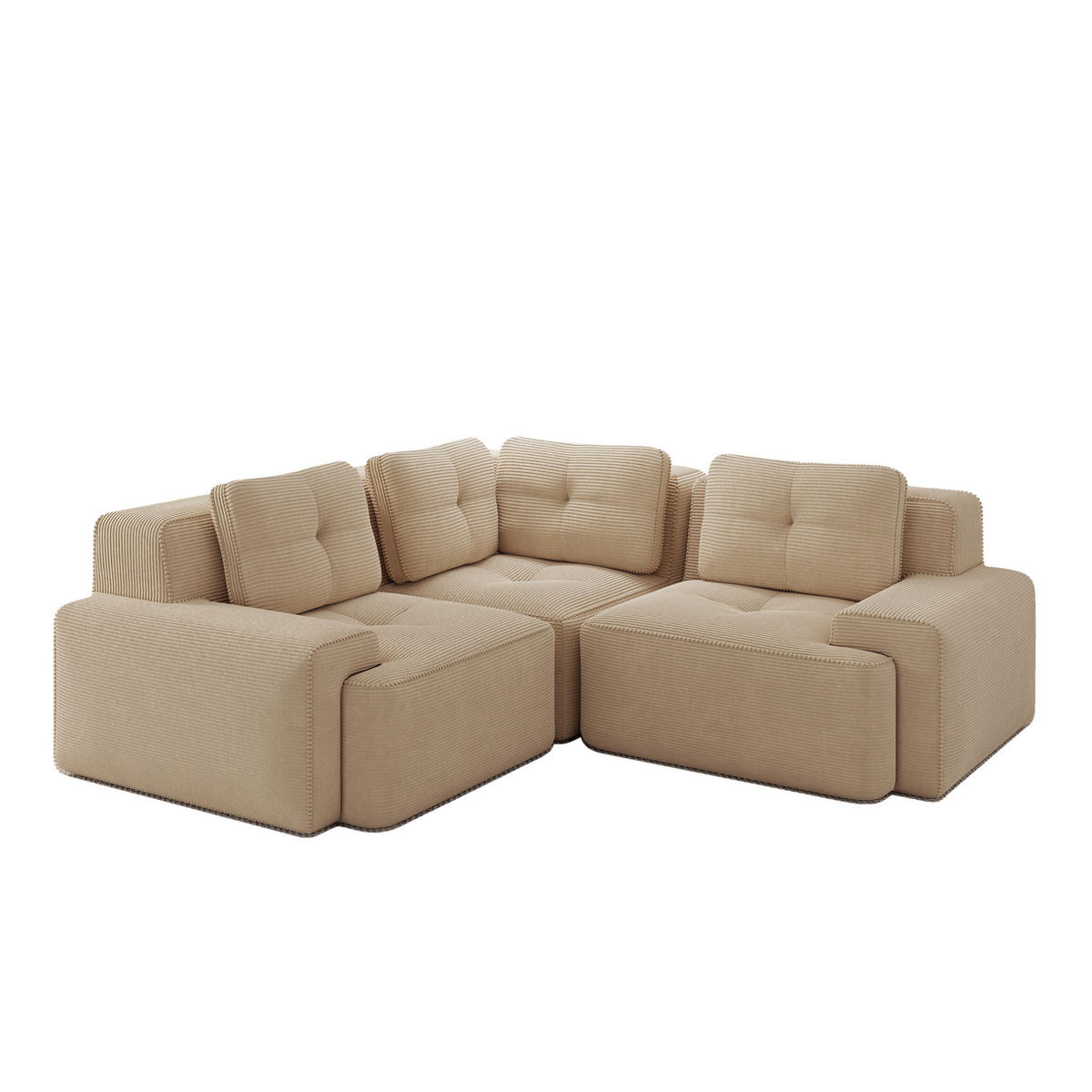 ECKSOFA 206/206/69 cm Beige aus Cordstoff mit modularem Design - Beige, Textil (206/206cm) - OKWISH
