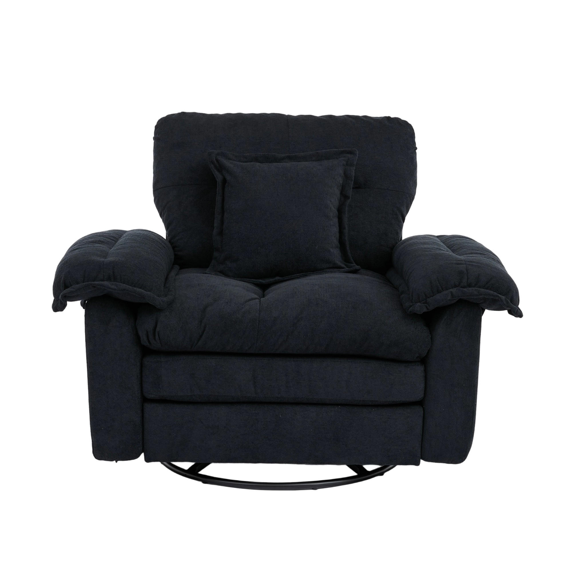 DREHSESSEL mit Chenillebezug und 360°-Drehfunktion – bis 136 kg belastbar - Schwarz, Textil (84/96/116cm) - BEAOK