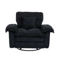 DREHSESSEL mit Chenillebezug und 360°-Drehfunktion – bis 136 kg belastbar - Schwarz, Textil (84/96/116cm) - BEAOK