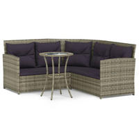 LOUNGEGARNITUR mit Sofagarnitur in L-Form und 48 cm Couchtischm, aus Poly Rattan, 2-teiliges Set - Grau, Kunststoff - vidaXL