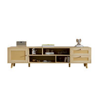 TV-LOWBOARD in Eiche-Optik mit Rattanfront 160/39/40.5 cm - Naturfarben, Holzwerkstoff (160/40.5/39cm) - Redom