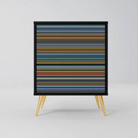 SIDEBOARD LINEOUT SPECTRUM, Schwarz, 57,5x42x75,5 cm, Goldfarbene Metallfüße - Goldfarben/Multicolor, Holzwerkstoff/Metall (57.5/75.5/42cm) - SpaceRebels