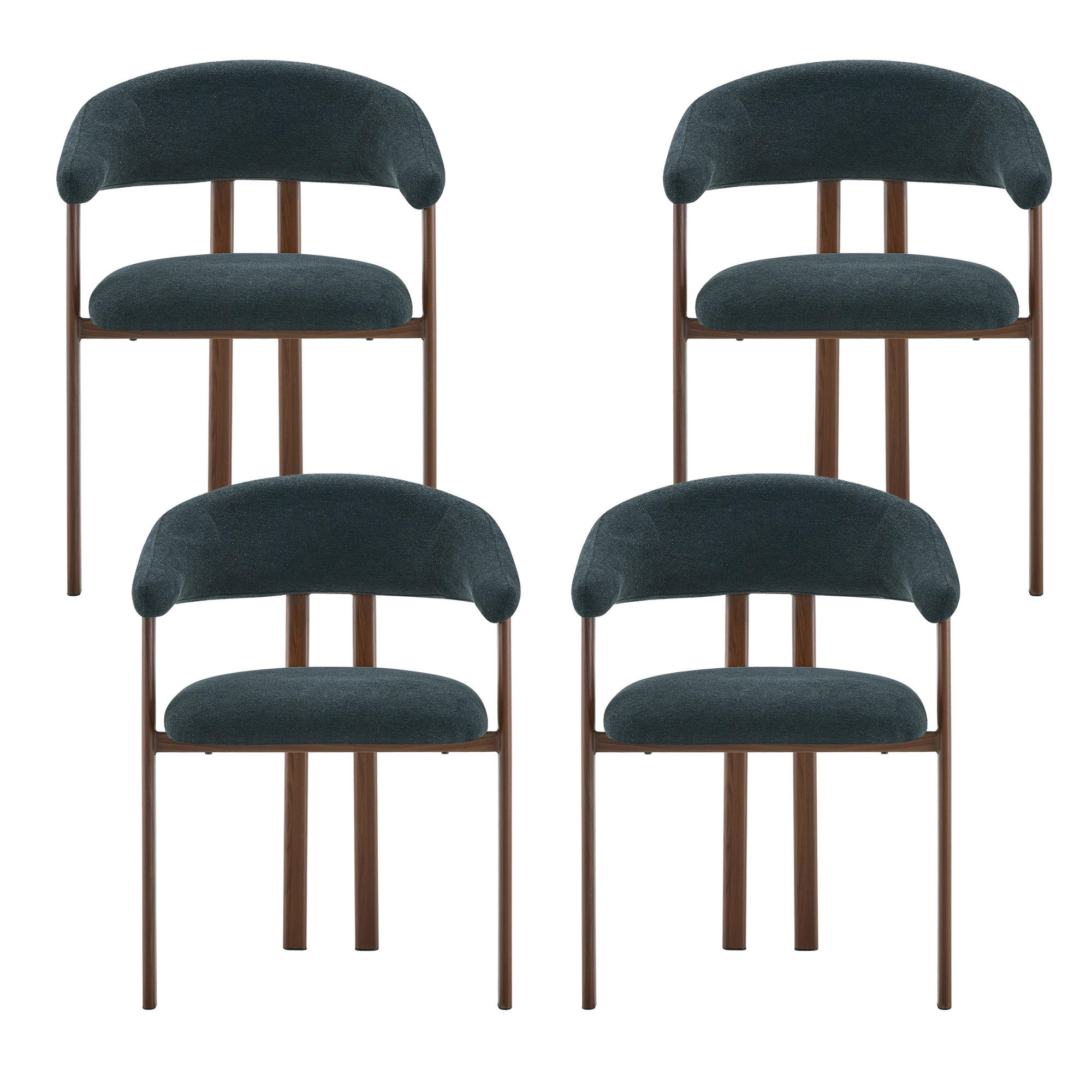 ESSZIMMERSTUHL 4ER-SET aus Stoff in Schwarz, mit Metallbeinen und Fass-Design - Schwarz, Textil (60/80.5/57.5cm) - Urban Meuble