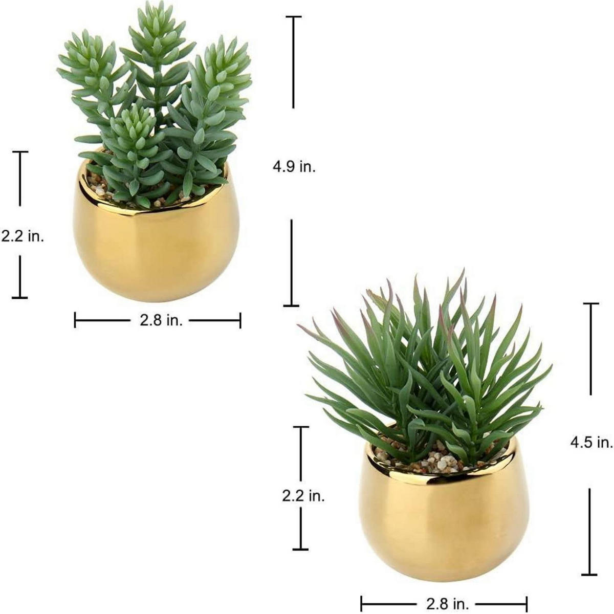 KUNSTPFLANZEN-SET 2-teilig Keramiktopf Gold - Goldfarben, Keramik (12.4cm)