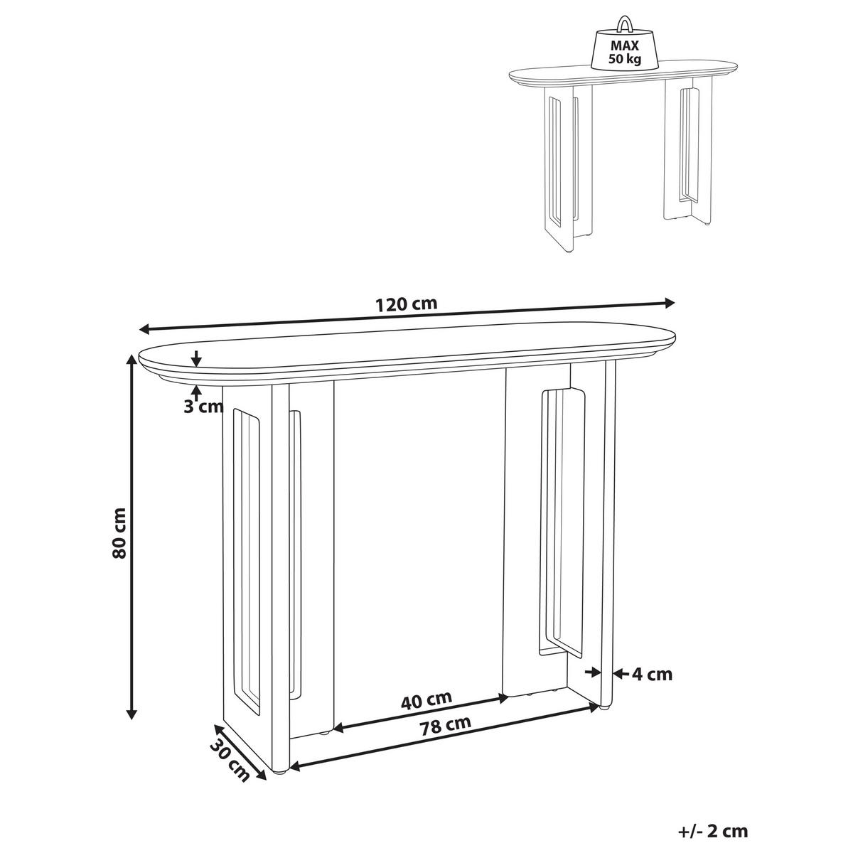 KONSOLENTISCH Hellbraun Karlo - Hellbraun, Holzwerkstoff (120/80/40cm) - Beliani