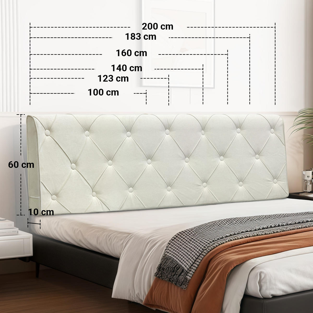 KOPFTEIL Quadratisches Raster Wildlederimitat 60*140cm - Beige/Grau, Textil (10/60/140cm) - Vercart