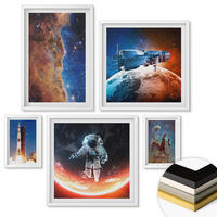 WANDBILDER 5er-Set - 50x50 cm & 20x30 cm & 40x60 cm Weißer Rahmen - Farbenfrohes abstraktes Porträt - Weiß, Kunststoff (40/60cm) - ArtPrintCave