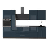 KÜCHENZEILE Fame-Line, Dunkelblau Hochglanz/Anthrazit, 310 cm, AP Anthrazit - Anthrazit/Dunkelblau, Holzwerkstoff (310/206.8/60cm) - Vicco