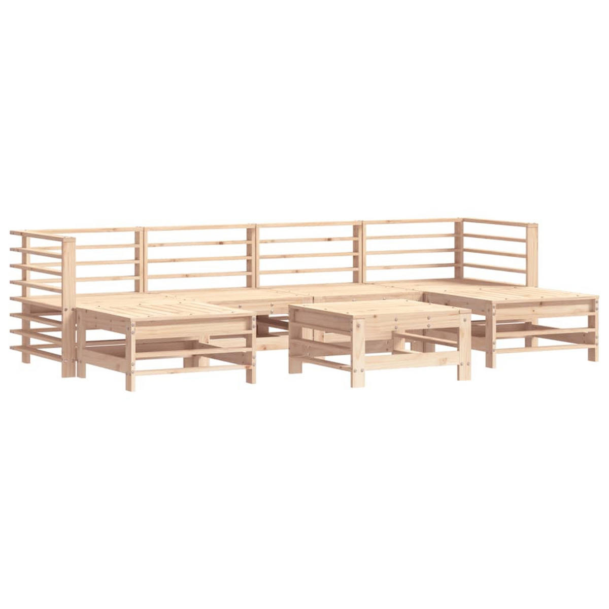 GARTEN-LOUNGE-SET 7-teilig Massivholz Kiefer - Braun, Holz - vidaXL