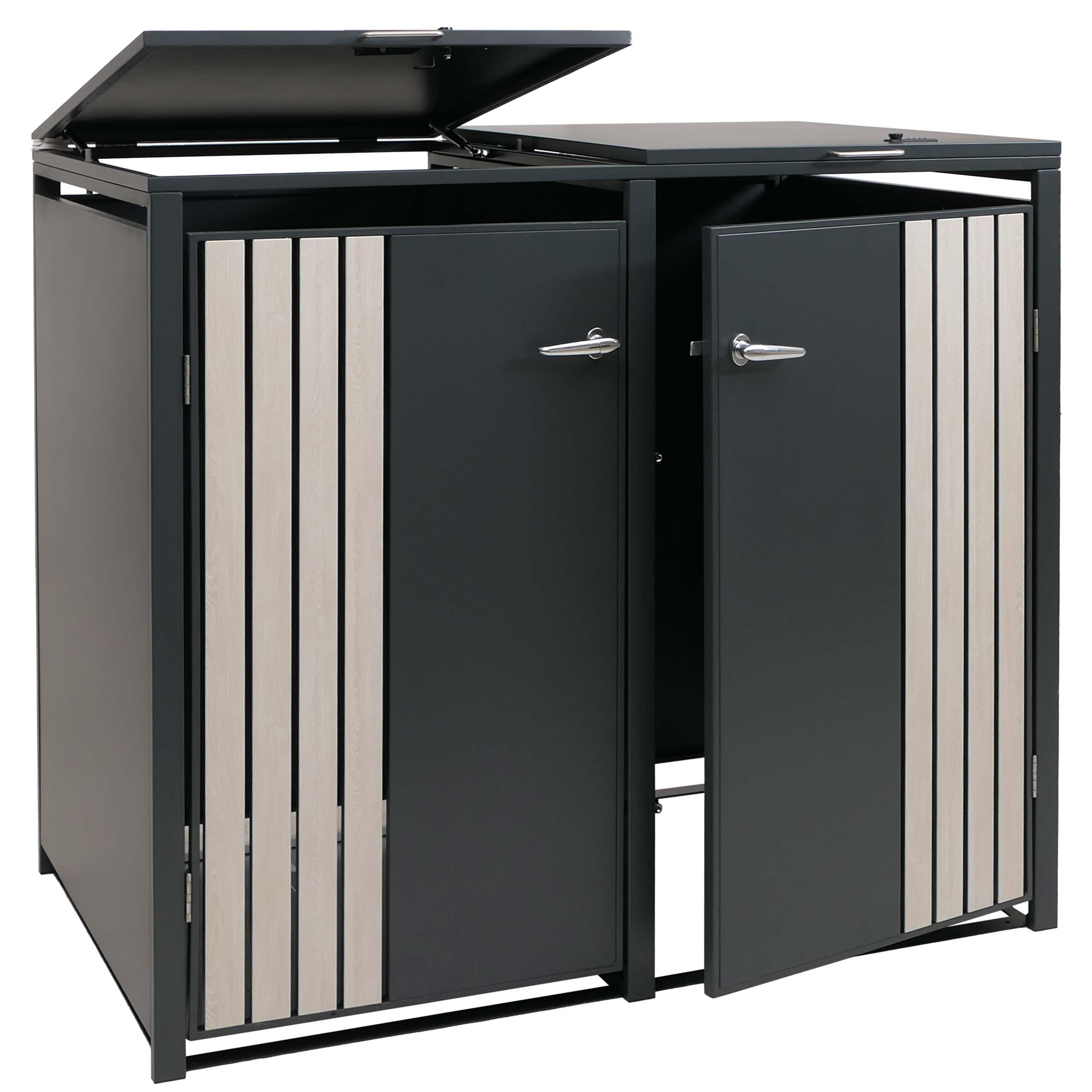 2ER-MÜLLTONNENVERKLEIDUNG Anthrazit, Hellbraun - Hellbraun/Anthrazit, Metall (132/122/84cm) - MCW
