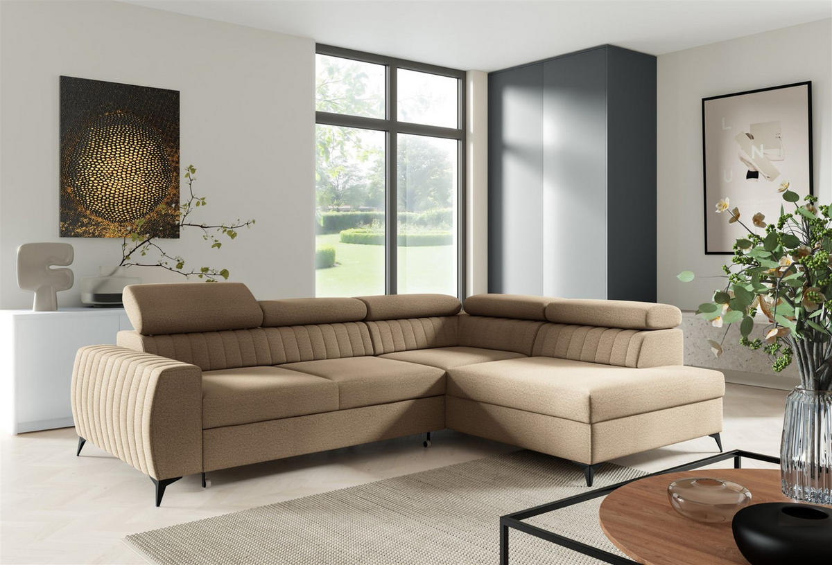 ECKSOFA Toronto - Beige, Holzwerkstoff/Textil (270/200cm) - Fun Möbel