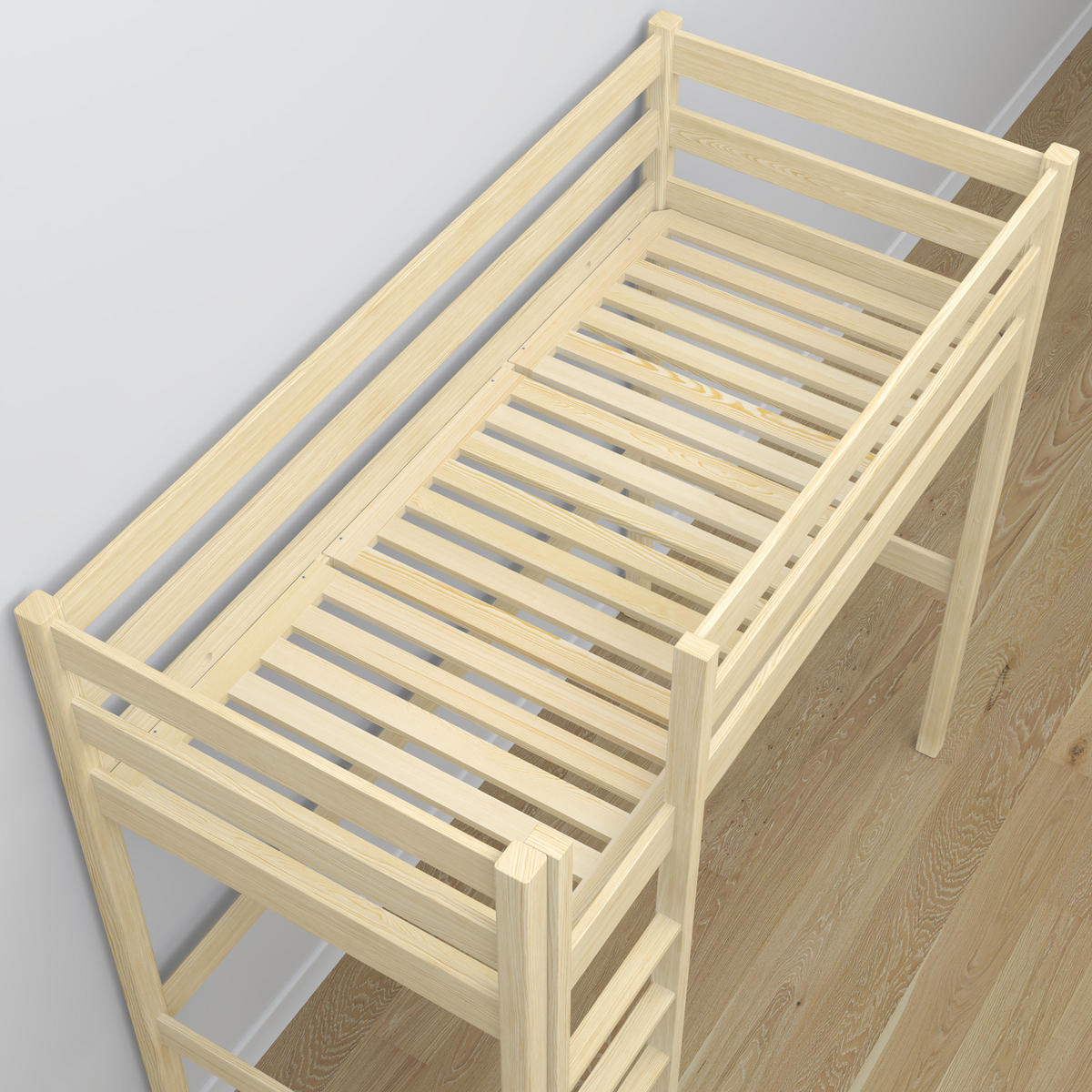 HOCHBETT N05 mit Schreibtisch Klare Kiefer 90/180 - Braun, Naturmaterialien/Holz (90/180cm) - N-Wood