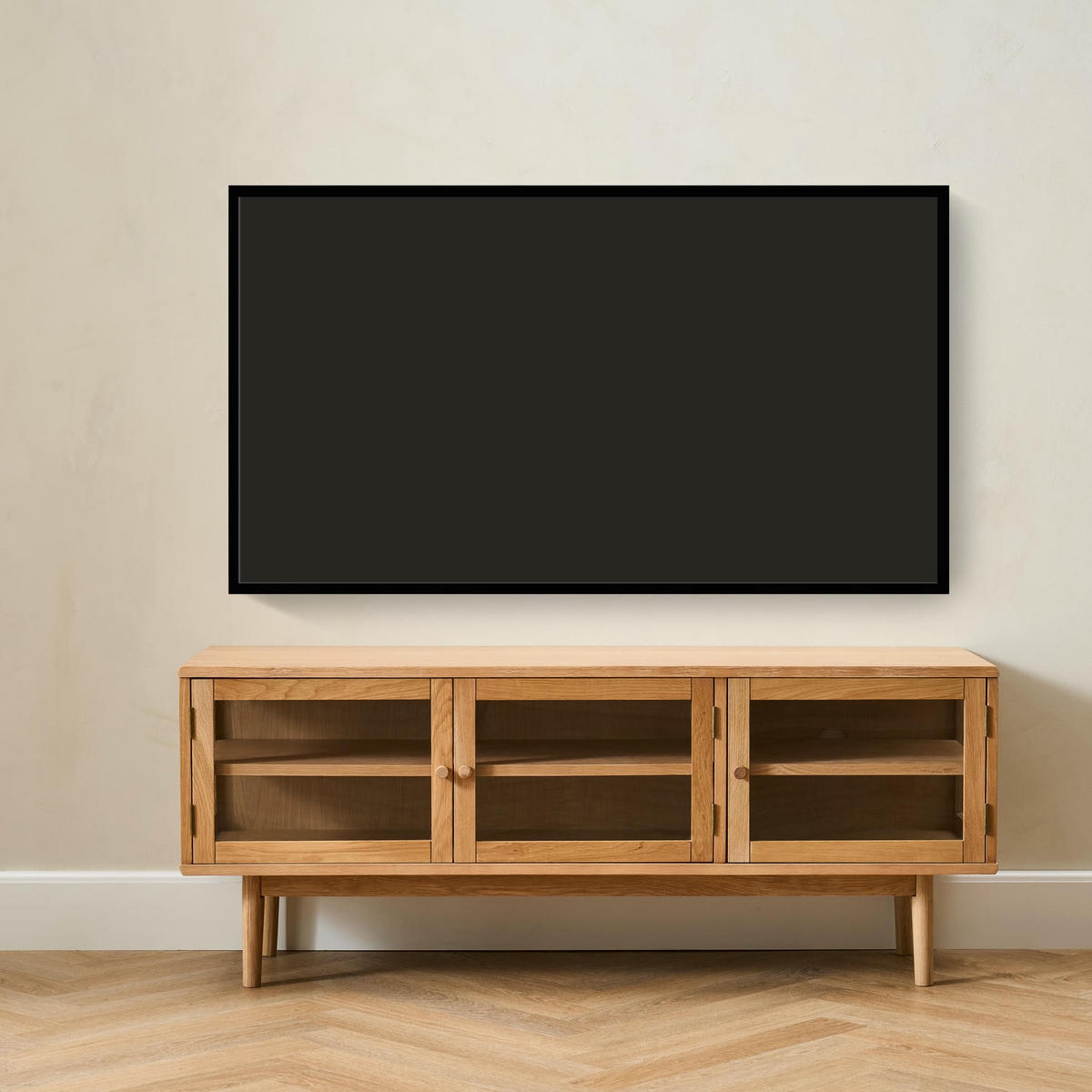 TV-ELEMENT Eiche massiv - Eichefarben/Braun, Holz/Holzwerkstoff (137/55/40cm) - Furnhouse