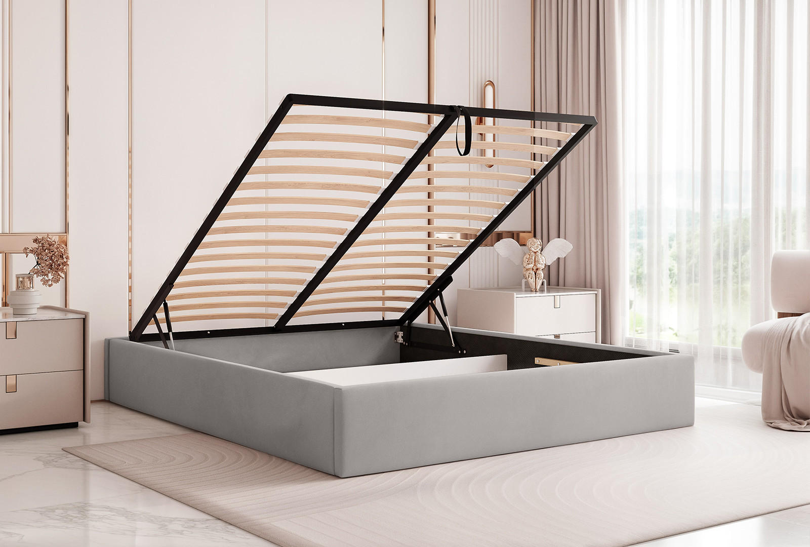 Thumbnail - Fedve Polsterbett, Grau, Textil, 200x200 cm, Schlafzimmer, Betten