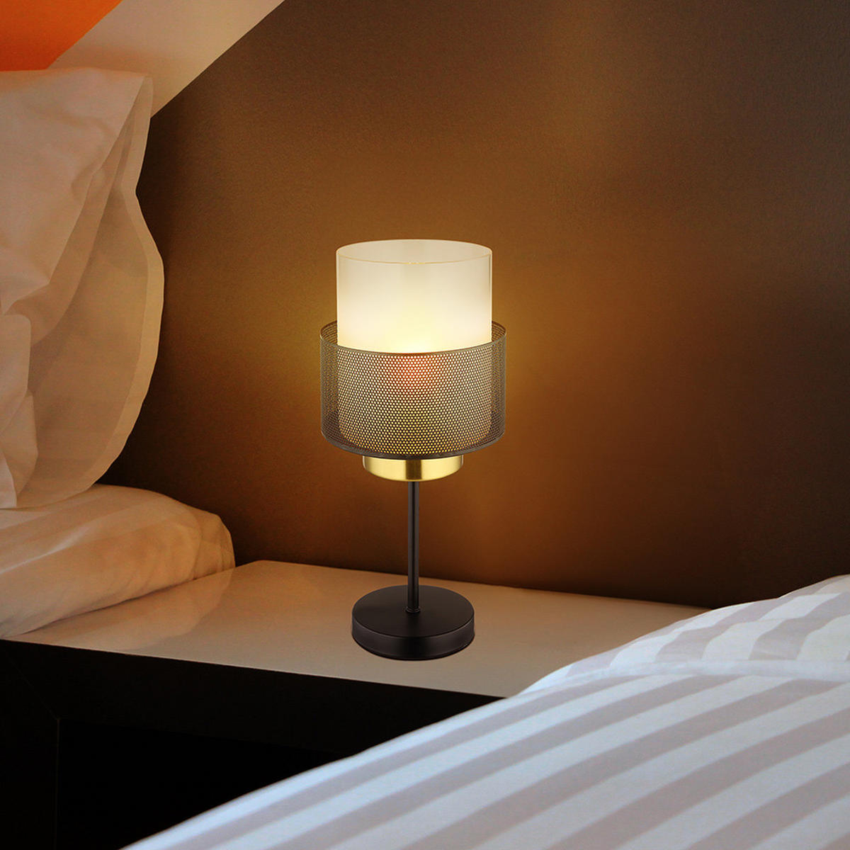 LED TISCHLEUCHTE Metall Schwarz Matt - Schwarz, Glas (18/18/45cm) - Globo Lighting