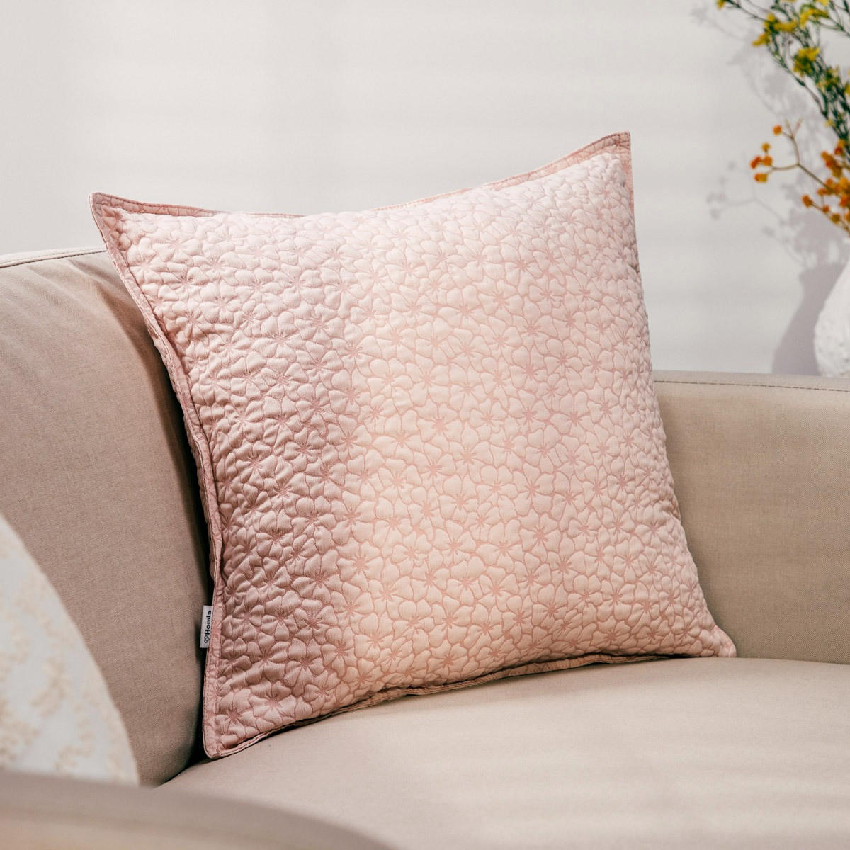 KOPFKISSENBEZUG Blomster rosa 45/45 cm - Rot, Textil (45/45cm) - Homla