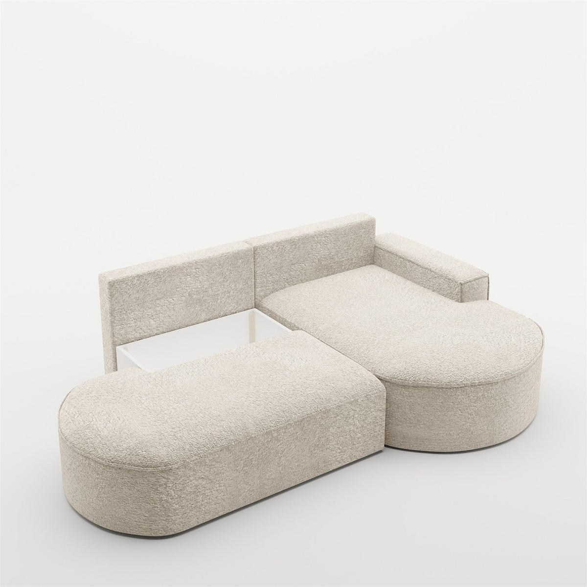 ECKSOFA Venedig Mit Schlaffunktion - Creme, Holzwerkstoff/Textil (278/179cm) - Fun Möbel