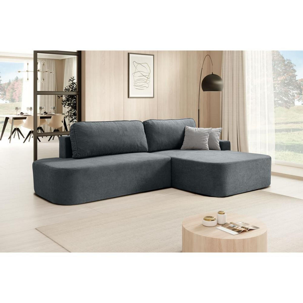 ECKSCHLAFSOFA Gavi dunkelgrau velours rechts - Dunkelgrau, Textil (269/171cm) - Beautysofa