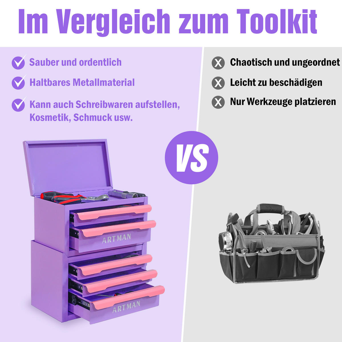 KOMBINATIONSKOFFER – Violett-Rosa, 2+3 Ebenen - Multicolor, Metall (15.8/32/28.5cm) - DCA