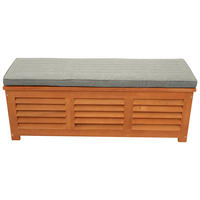 KISSENBOX Cardiff aus Eukalyptusholz, mit Sitzpolster 5cm grau, 128x42x43 cm - Braun, Holz (128/43/42cm) - TPFGarden