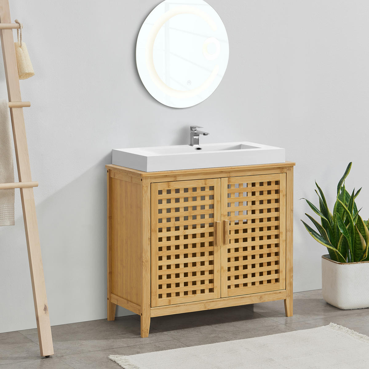 WASCHBECKENUNTERSCHRANK Ingmarsö - Naturfarben, Holz (67/60/30cm) - [en.casa]