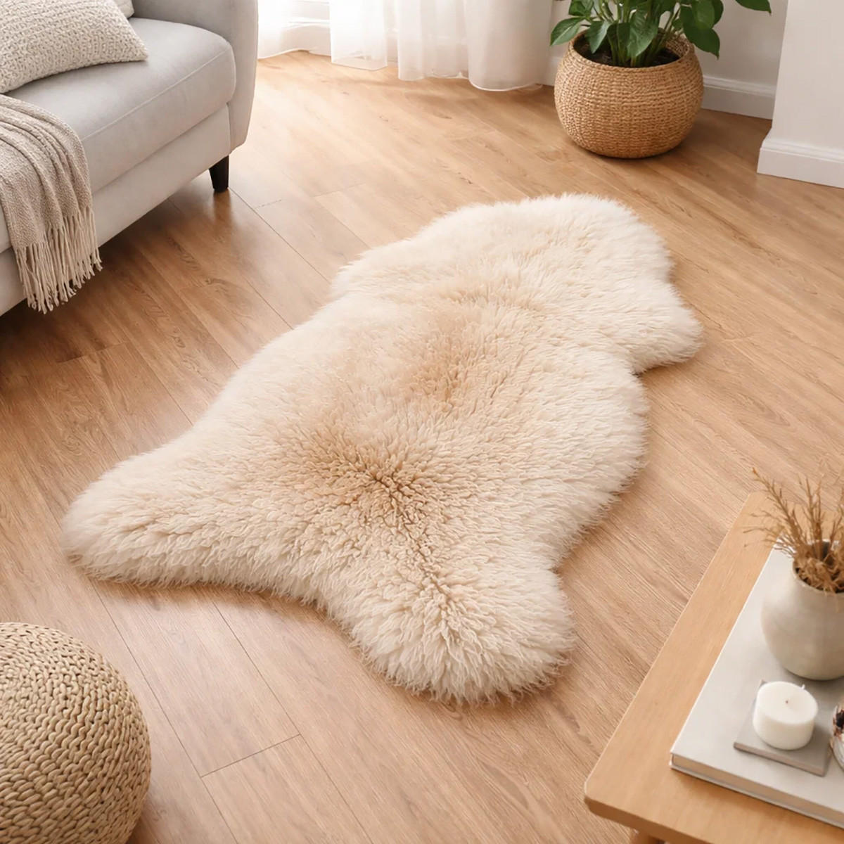 LAMMFELL Öko bunt gefärbt weich Fell Teppich Cappuccino ca. 110 cm - Cappuccino, Fell (60/110cm) - Provellus