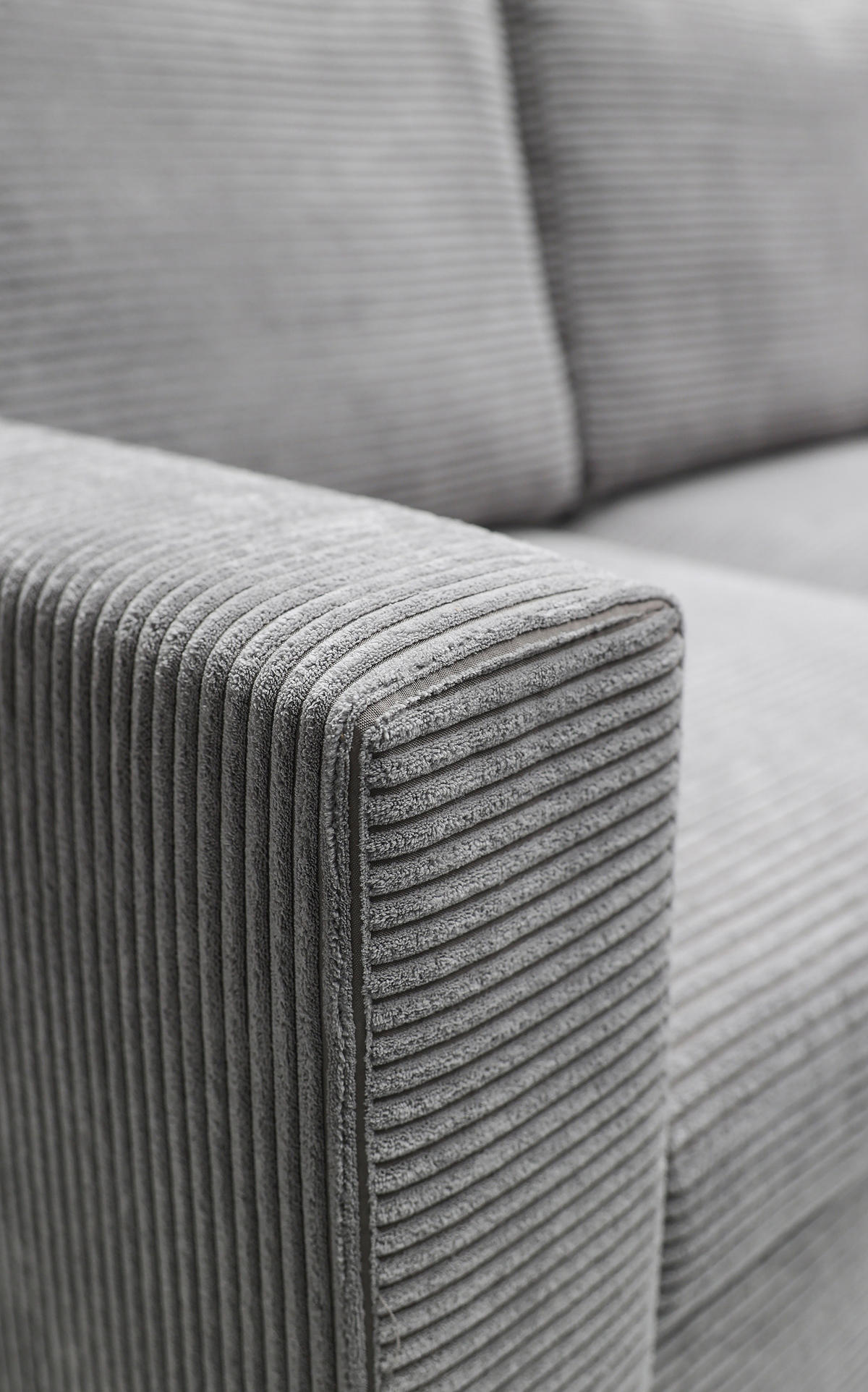 ECKSOFA Nalika Hellgrau mit Cordbezug - Hellgrau/Schwarz, Holz/Textil (230/143cm) - Selsey