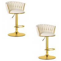 BARHOCKER 2-er Set MIG beiger Sitz, Goldbasis - Beige, Textil (51/105/50cm) - Valora