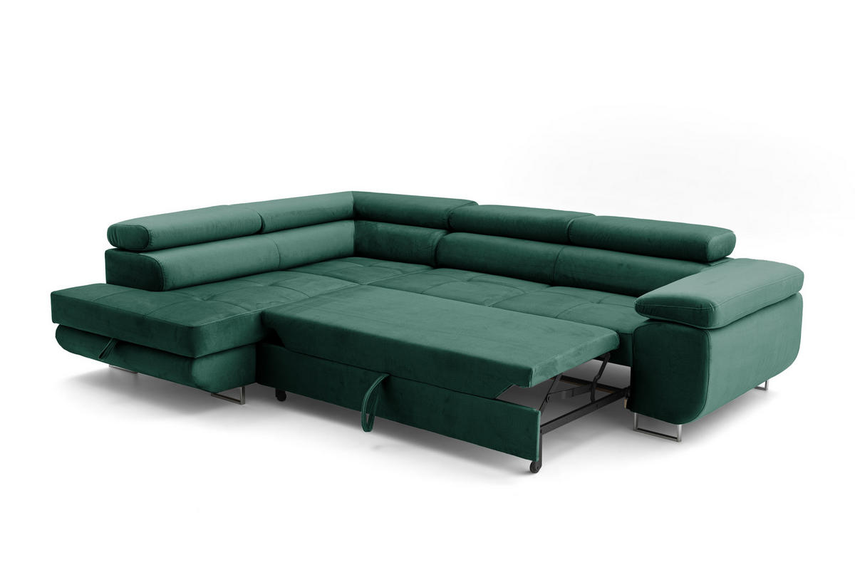 ECKSOFA WILD L Links Dunkelgrün - Dunkelgrün, Holz (203/274cm) - Muffo