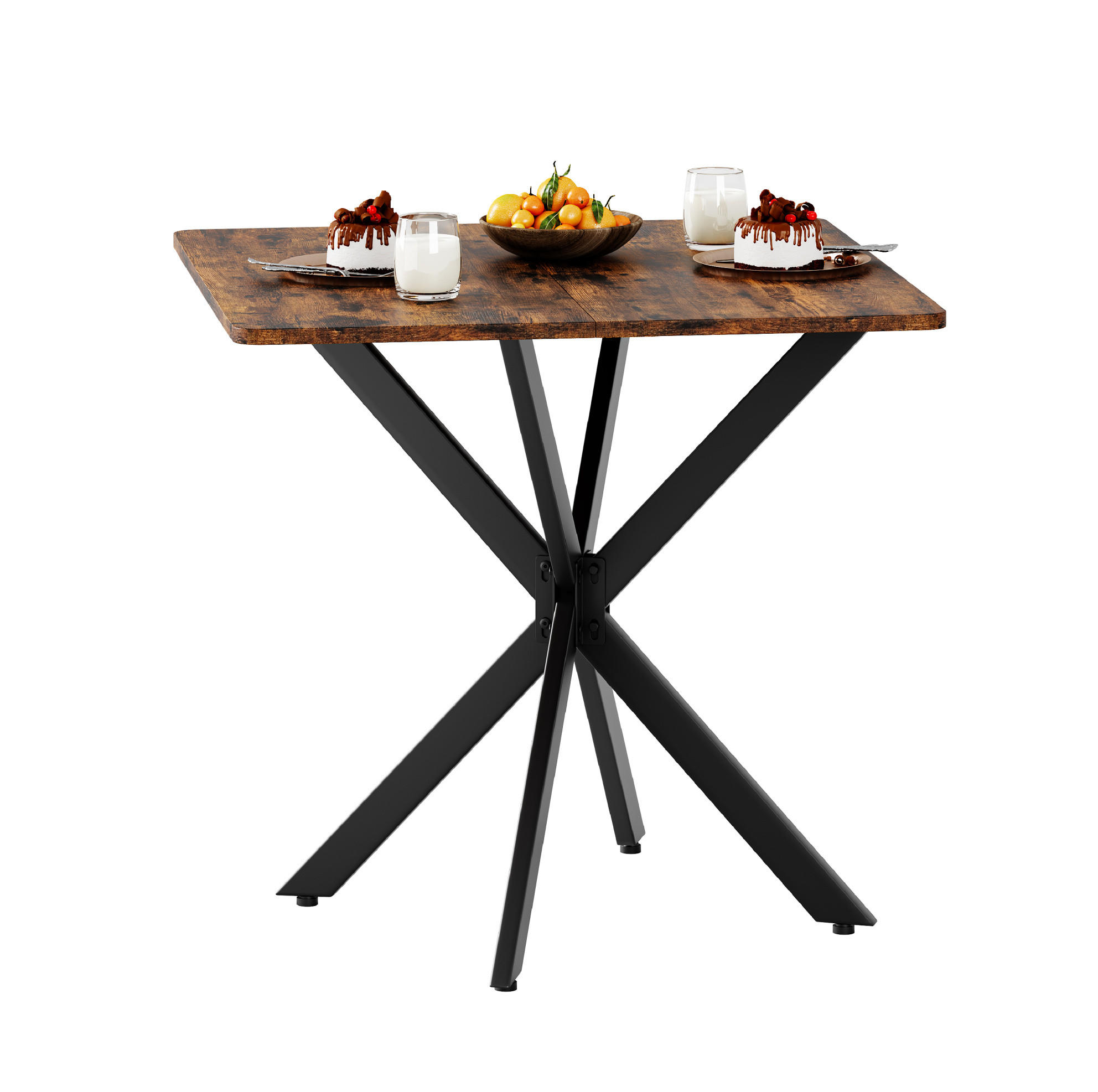 BEISTELLTISCH 80/80/75 cm mit X-Gestell und höhenverstellbaren Füßen in Holzoptik, Braun - Braun, Holzwerkstoff (80/80/75cm) - Redom