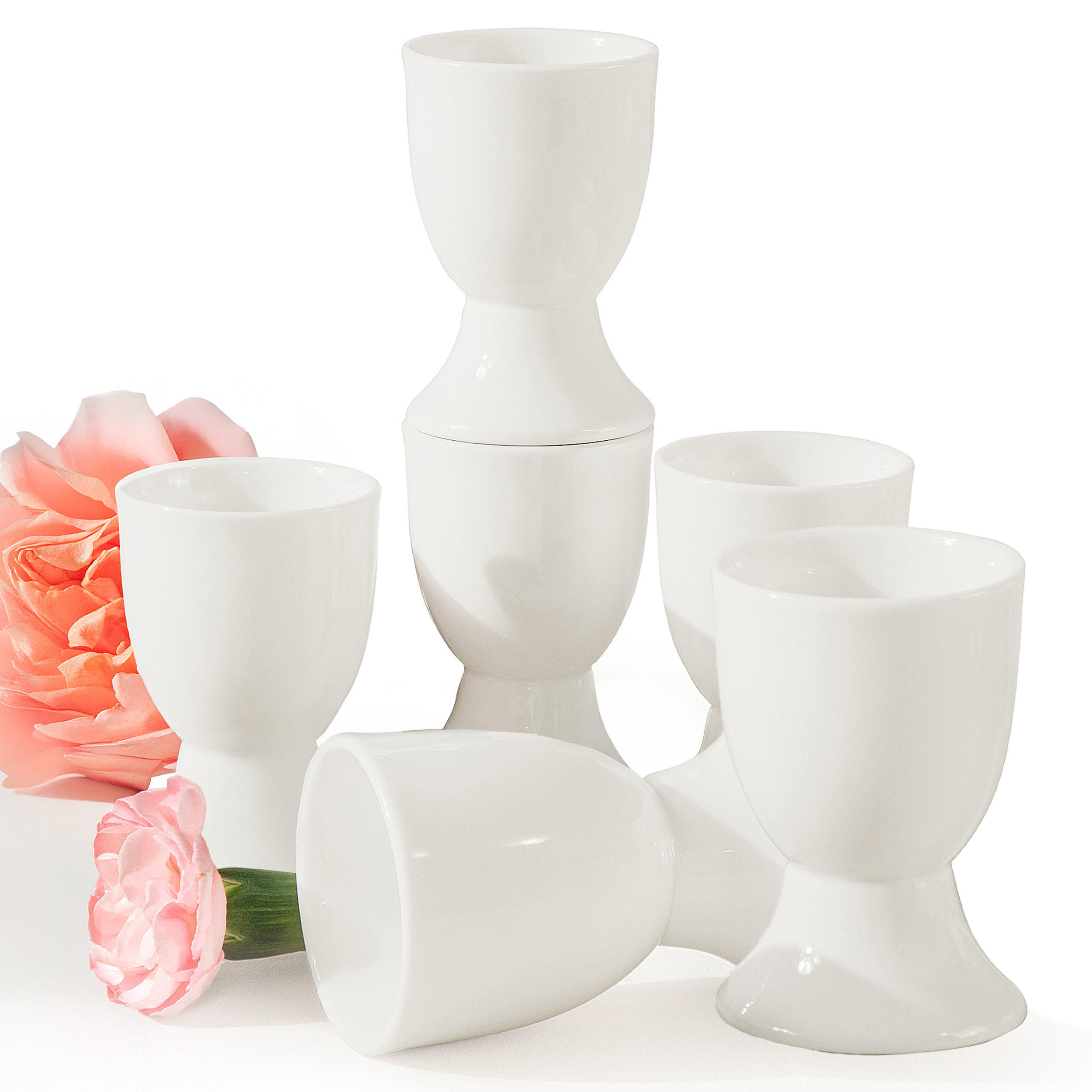 EIERBECHER-SET AD BELLA 6-tlg,Porzellan, ecru - Ecru, Keramik (4.8/7/4.8cm) - KONSIMO®