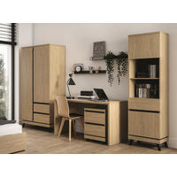 JUGENDZIMMER Art Set A - Steineiche / Schwarz 4-tlg. - Eichefarben/Schwarz, Holzwerkstoff/Kunststoff (92/197/54cm) - QMM TraumMöbel