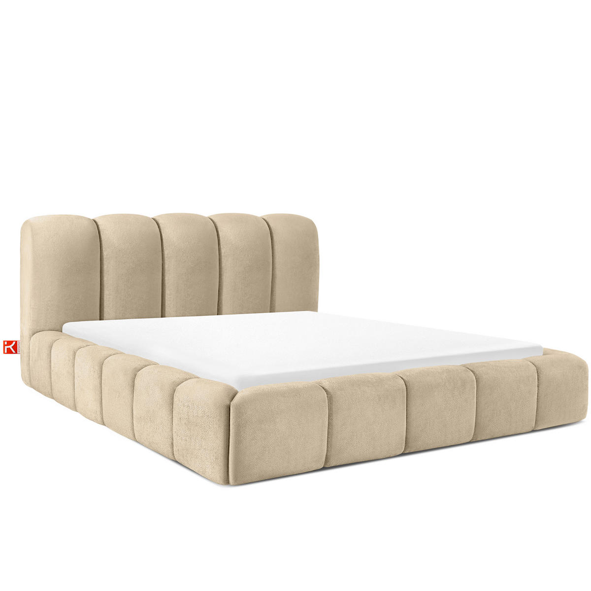 POLSTERBETT MERIDE Chenille, Beige - Beige/Schwarz, Holz/Textil (180/200cm) - KONSIMO®