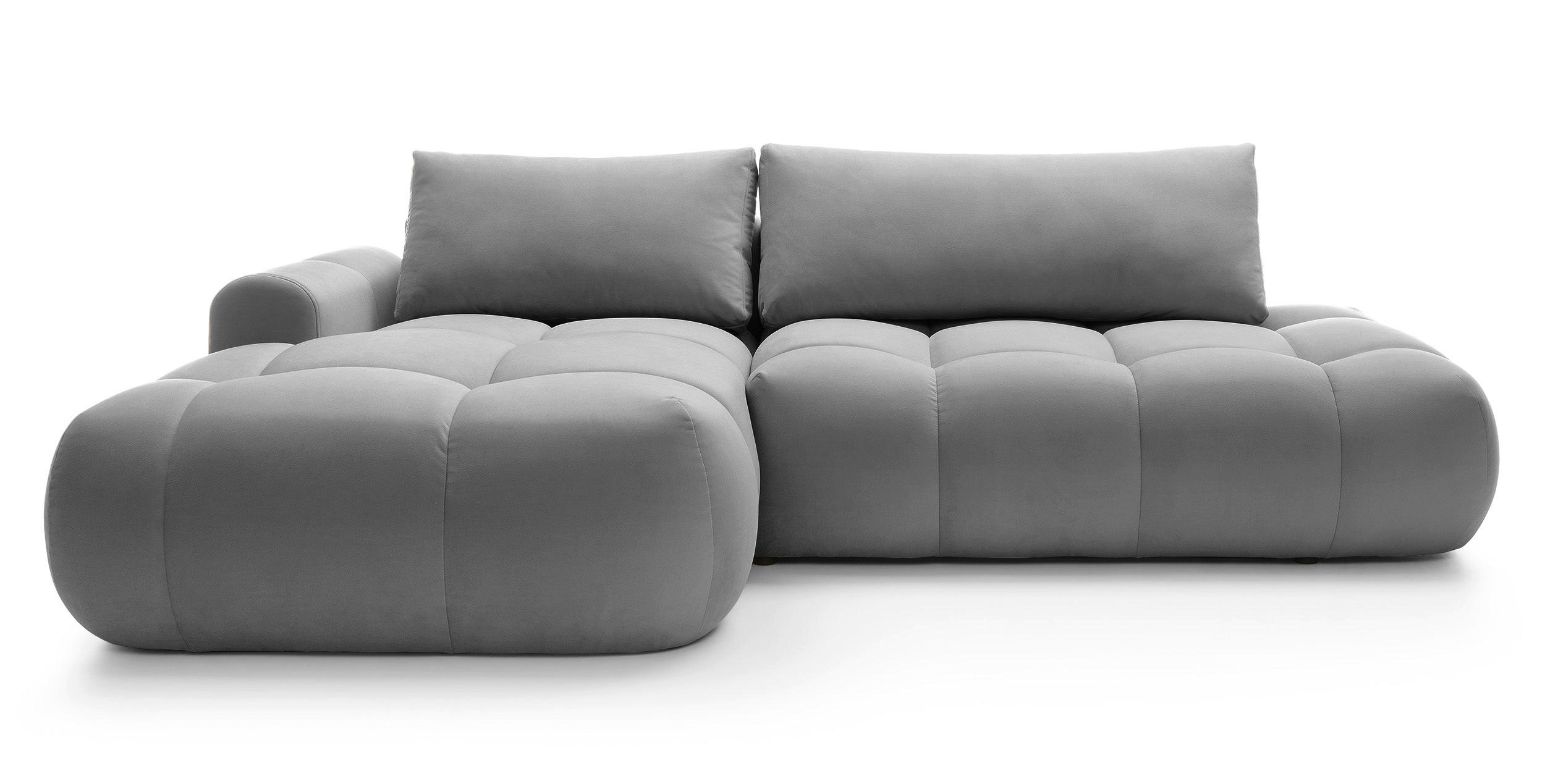 ECKSOFA Ombo Grau Velours 280 cm - Schwarz/Grau, Kunststoff/Textil (284/167cm) - Selsey