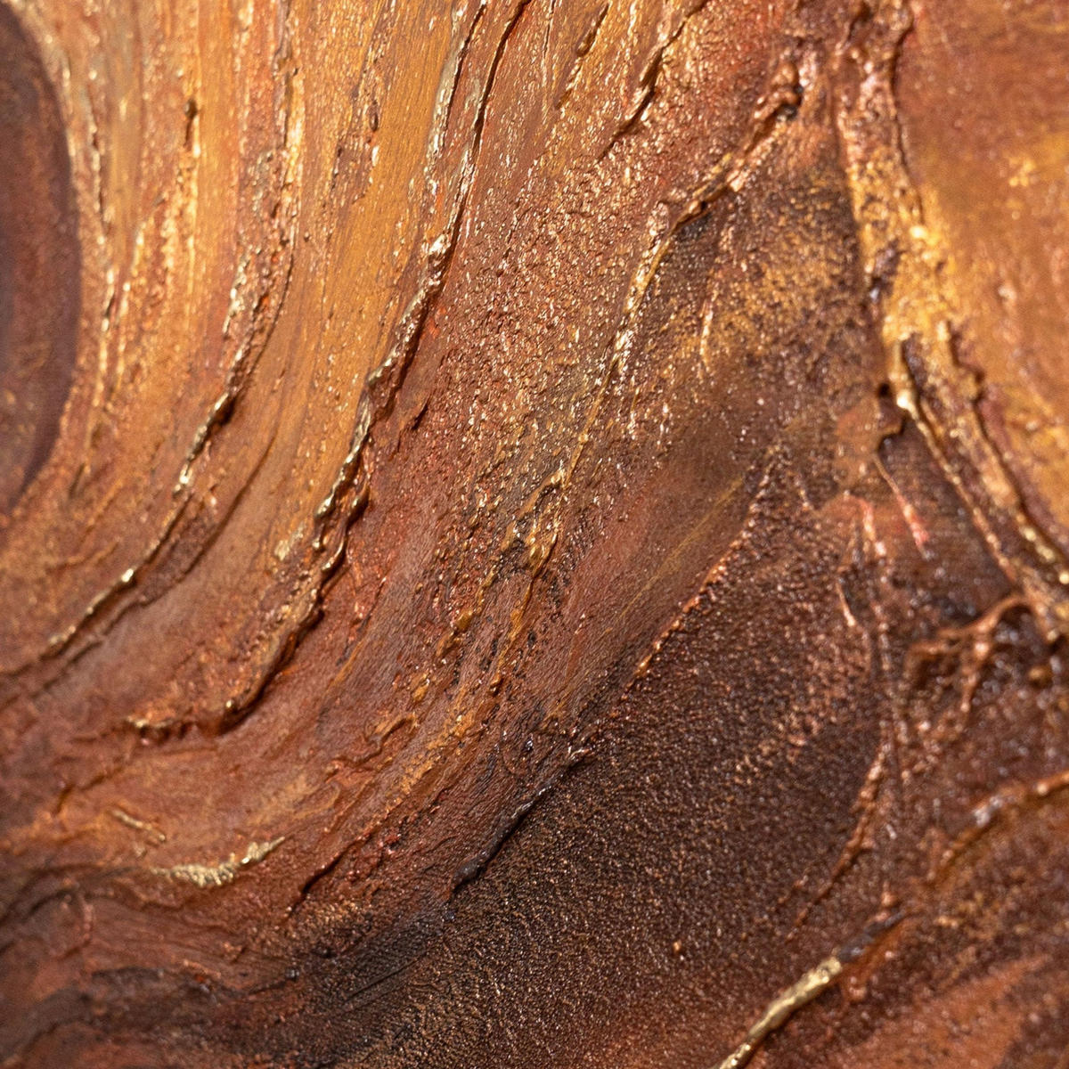 GEMÄLDE Bernsteinfarbene Ströme Schattenfugenrahmen Eichefarben 140x100 cm - Eichefarben, Holz (140/100cm) - YS-art gallery