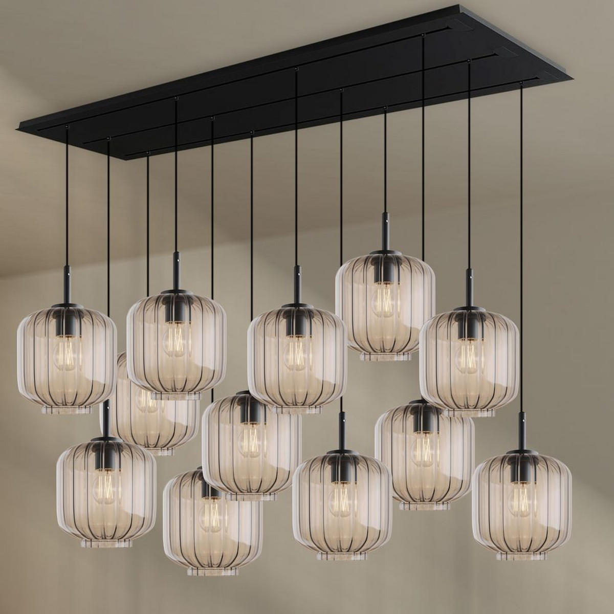 HÄNGELEUCHTE Velo 12-flammig Klar Ø 20cm - Klar/Schwarz, Glas (20/20/20cm) - s.luce