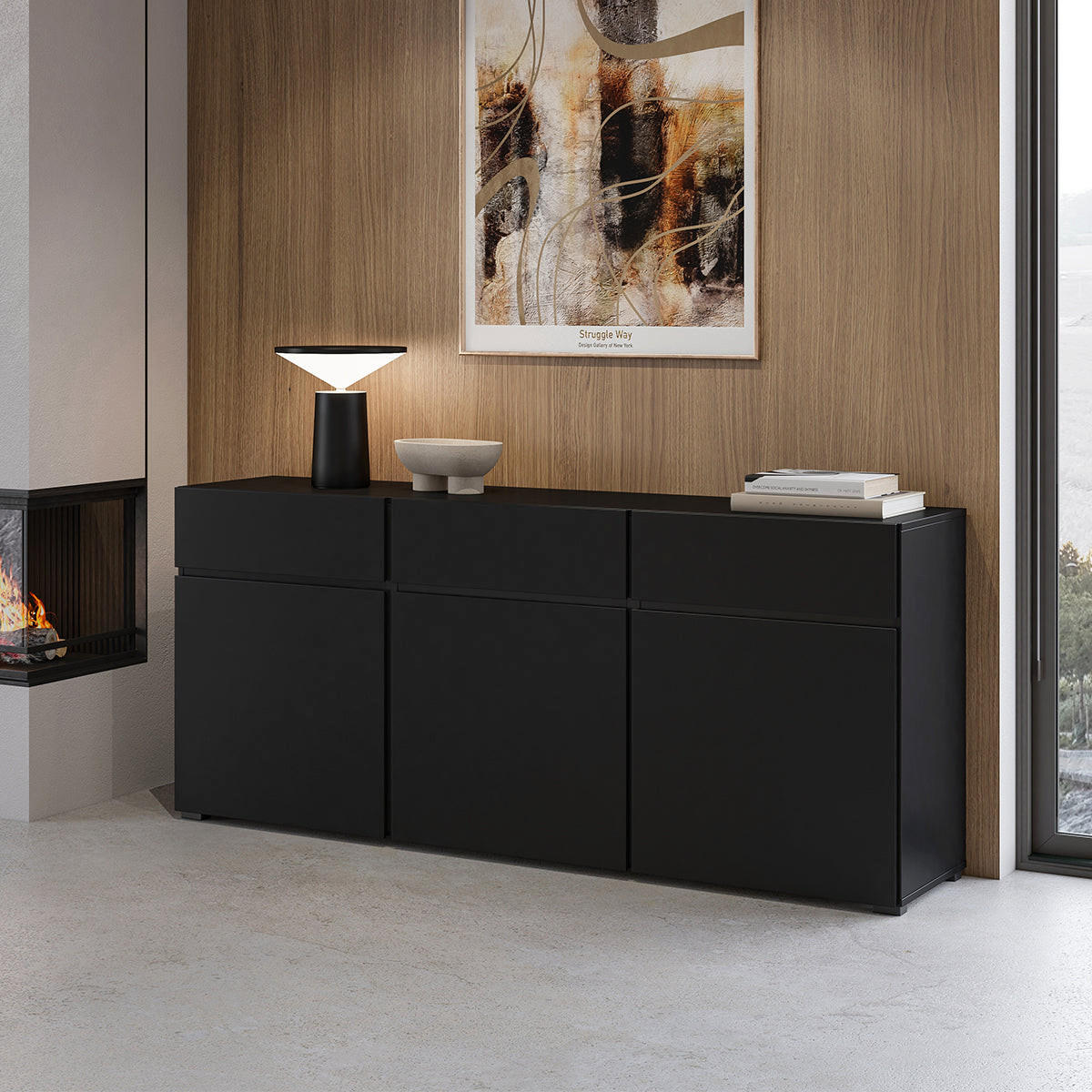 SIDEBOARD Lilia Černá - černá, kompozitní dřevo (180/78/40cm) - Petits-meubles