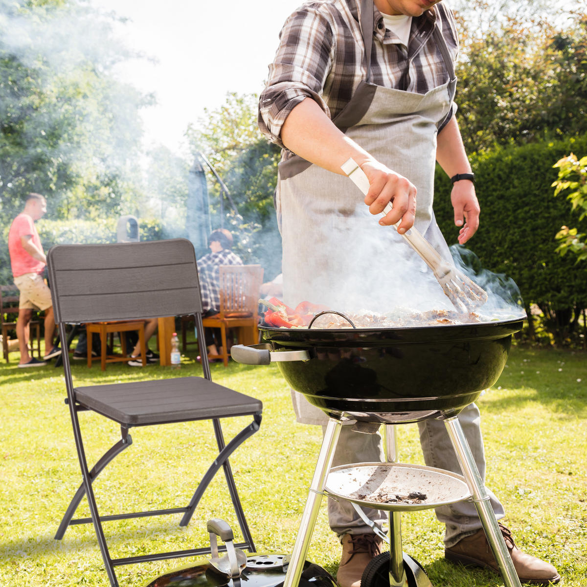 2XGARTENSTUHL - Braun, Kunststoff/Metall (43.5/82/47cm) - Relaxdays