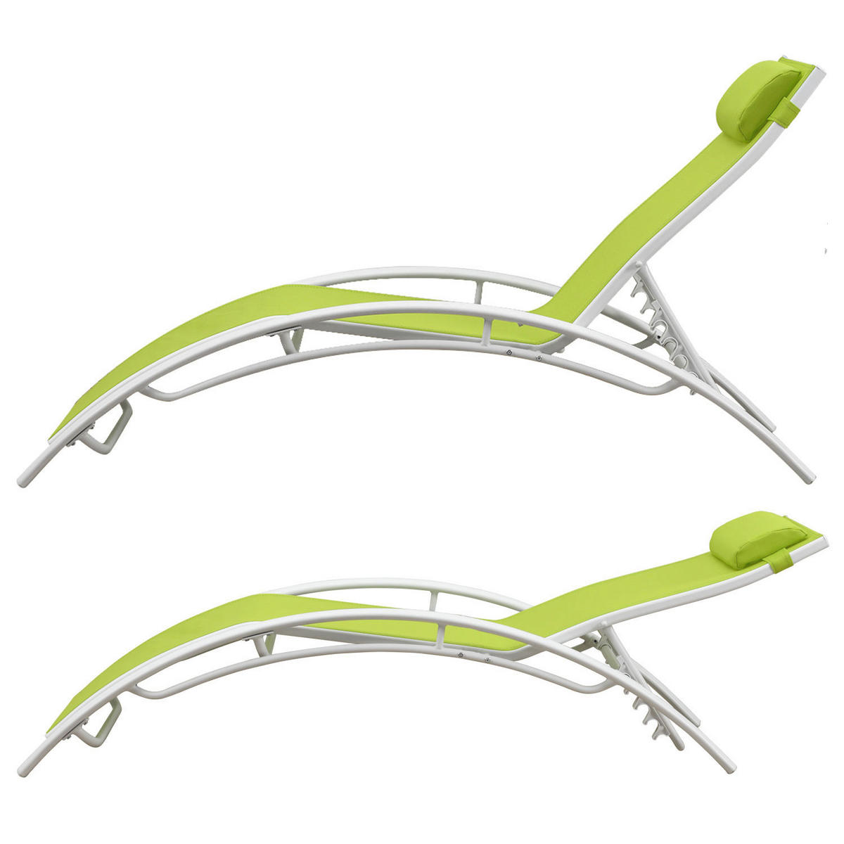 SONNENLIEGEN Galapagos Grün und Weiß 2er-Set - Grün, Metall (63/82/173.5cm) - Happy Garden