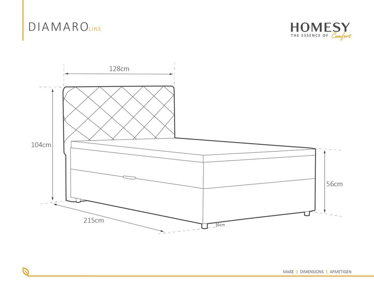 BOXBETT Diamaro 120x200 cm mit Bettkasten und Topper - Dunkelbeige - Beige, Holz (120/200cm) - Homesy